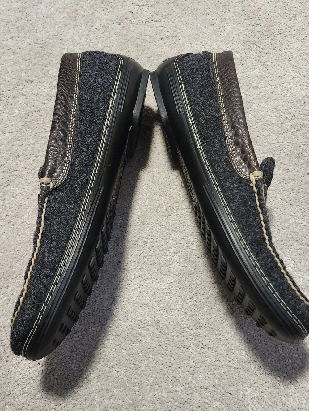 T.B. PHELPS Men's Wool Horse Bit Driver Italian Gray Brown‎ Moccasin Loafer 11